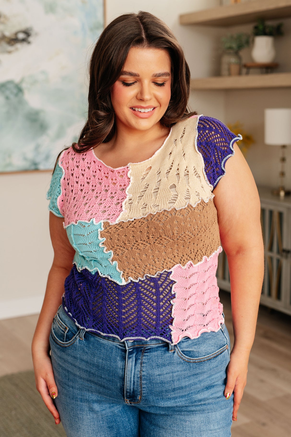 Top de punto patchwork Patch Me Up