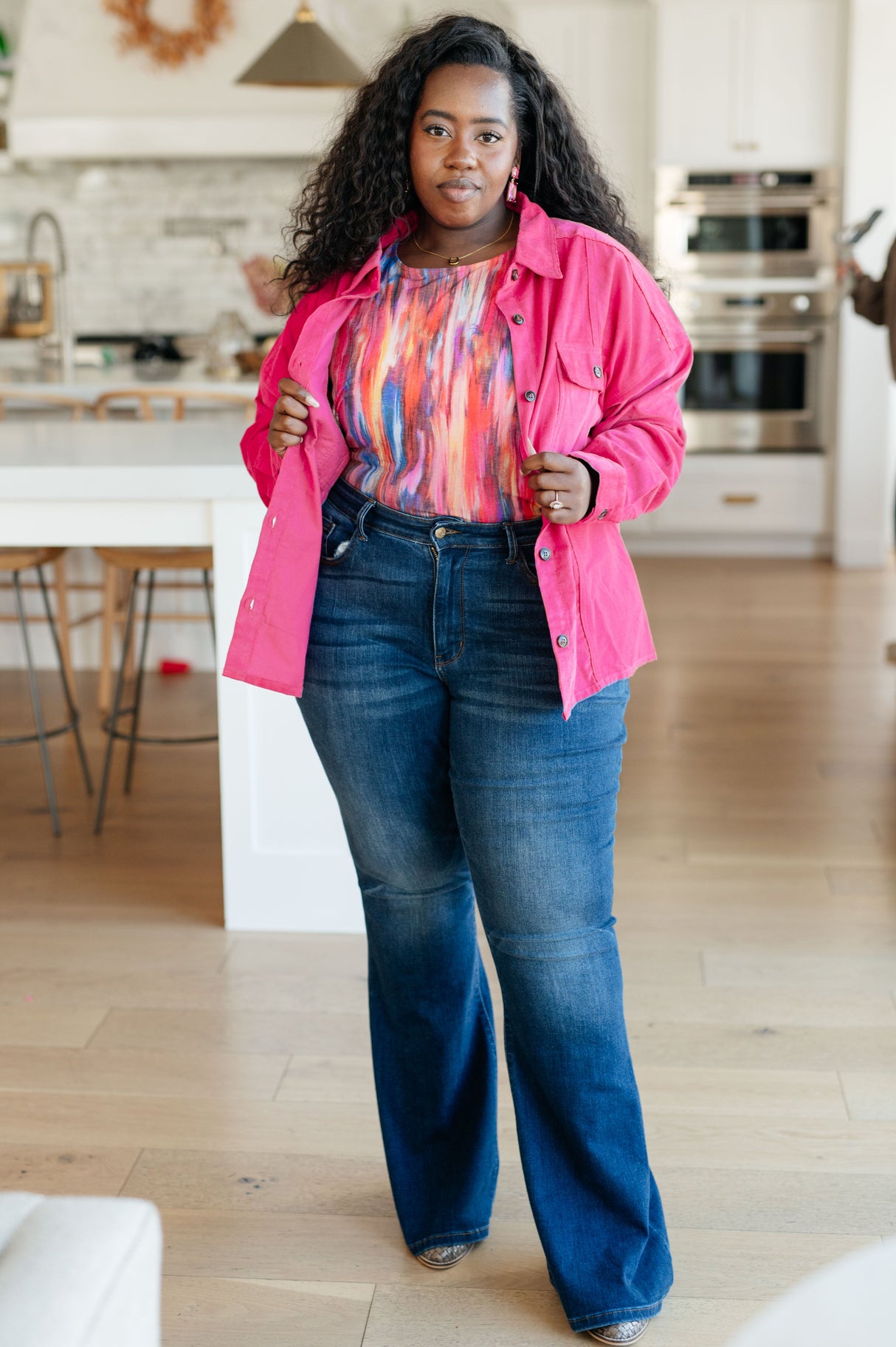 My Bae Boyfriend Top in Pink Kaleidoscope - Liarian Unlimited Boutique