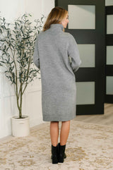 Personal Assistant Turtleneck Dress in Grey