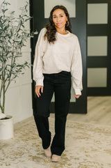 Petal Poise Floral Applique Pullover in Neutral