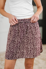 Falda de delfín de cintura alta con estampado de pétalos