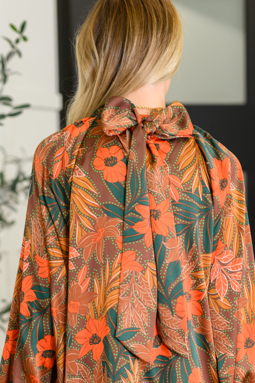 Petals After Dark Balloon Sleeve Dress