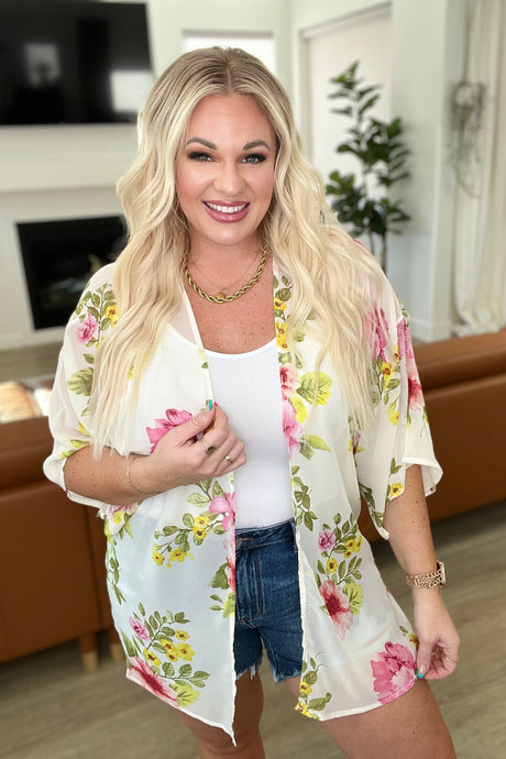 Yeah, We Did That Floral Kimono in Ivory - Liarian Unlimited Boutique