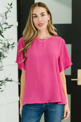 Pink and Perfect Ruffle Sleeve Top - Liarian Unlimited Boutique