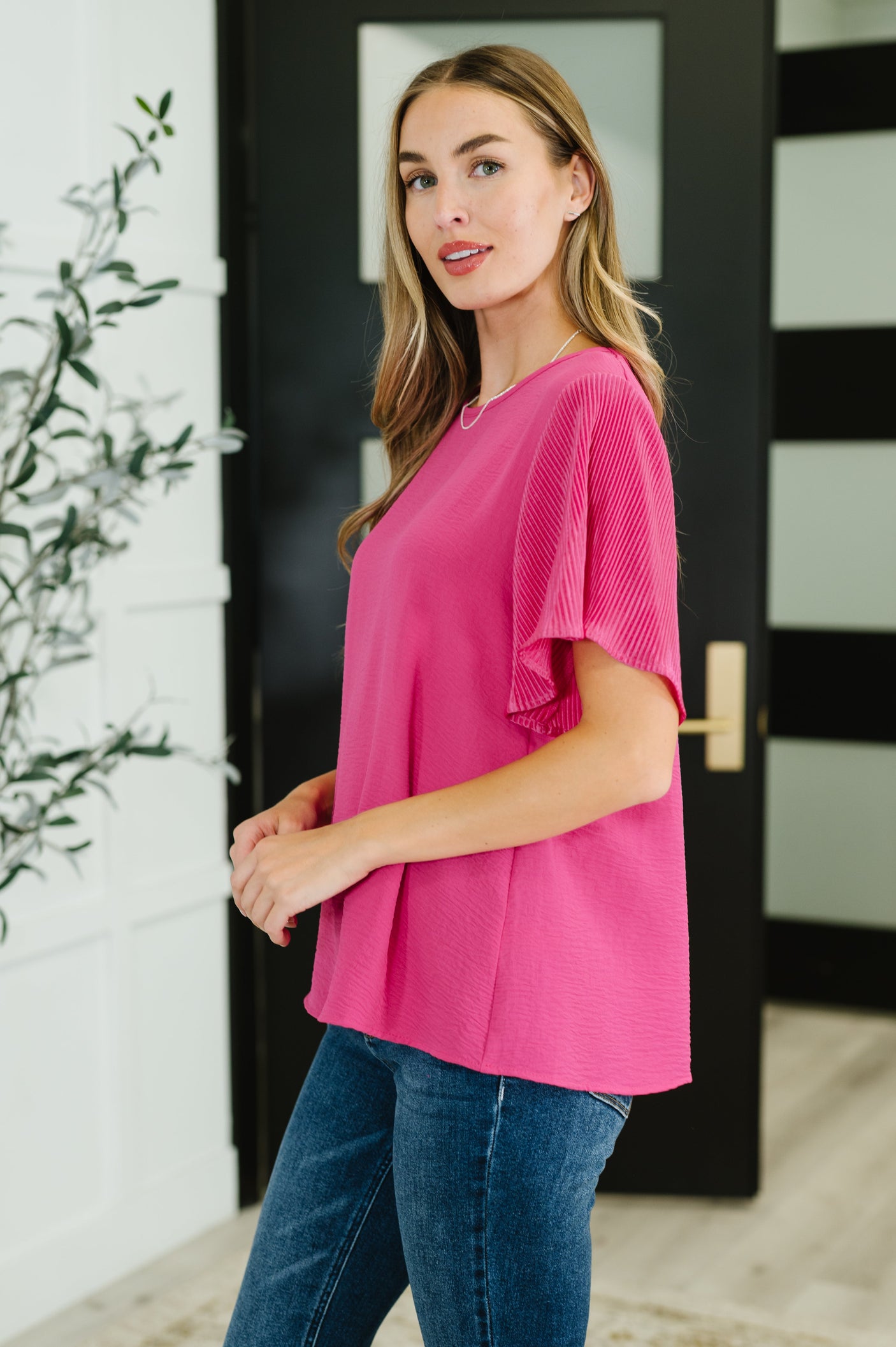 Pink and Perfect Ruffle Sleeve Top - Liarian Unlimited Boutique