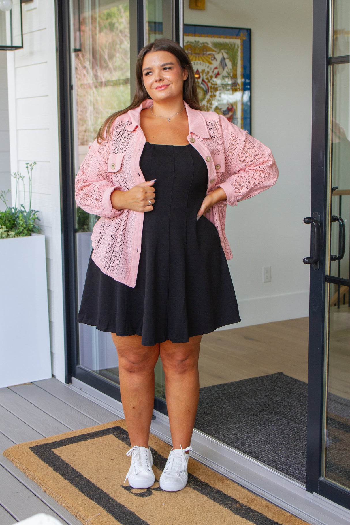 Sweeter Than Nectar Lace Button Down in Rose - Liarian Unlimited Boutique
