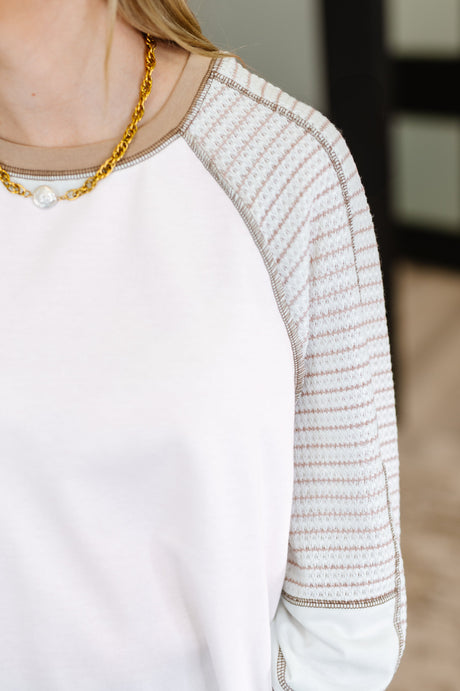 Top de manga a rayas Preoccuped en color tostado