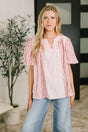 Pretty Prime Bell Sleeve Color Block Blouse