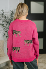 Pretty and Prowling Graphic Pullover in Pink