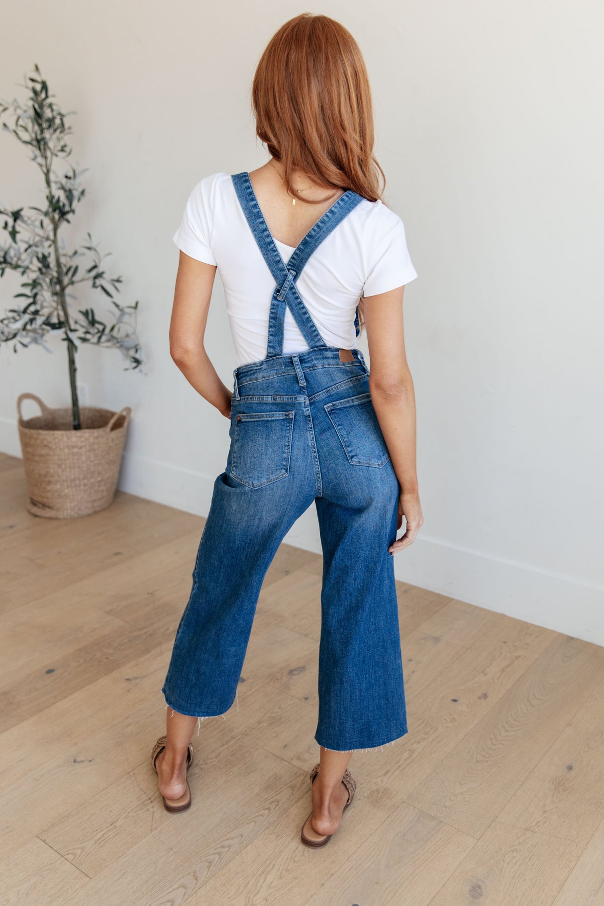 Priscilla High Rise Crop Wide Leg Denim Overalls - Liarian Unlimited Boutique