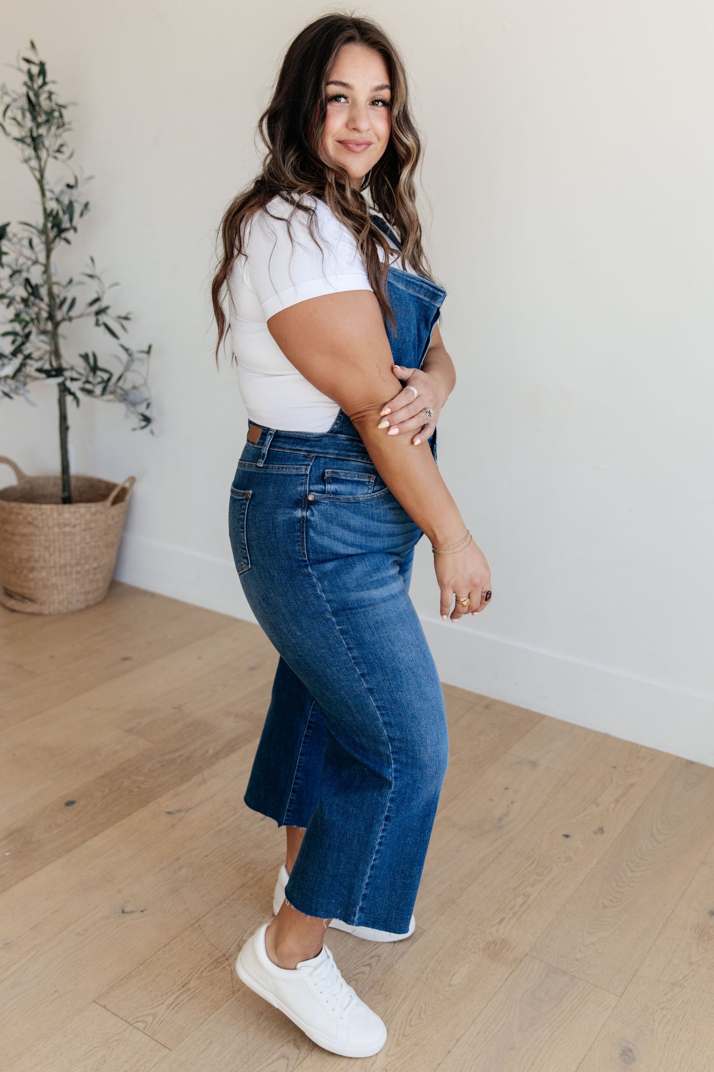 Priscilla High Rise Crop Wide Leg Denim Overalls - Liarian Unlimited Boutique