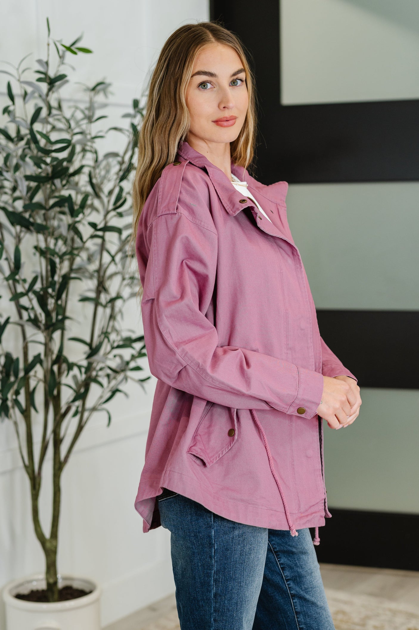Chaqueta con cremallera frontal completa Puddle Jumper en color malva