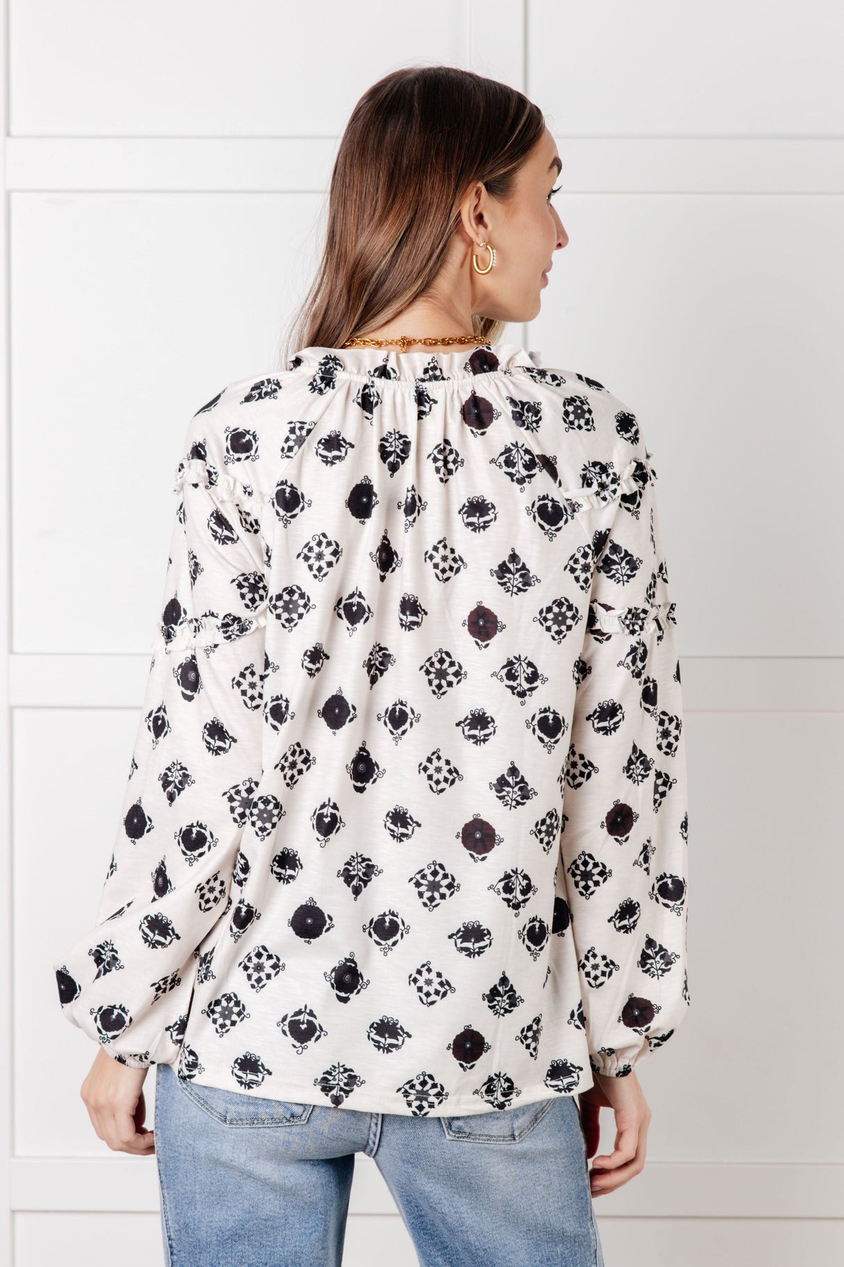 Blusa de mosaico floral de seguimiento rápido