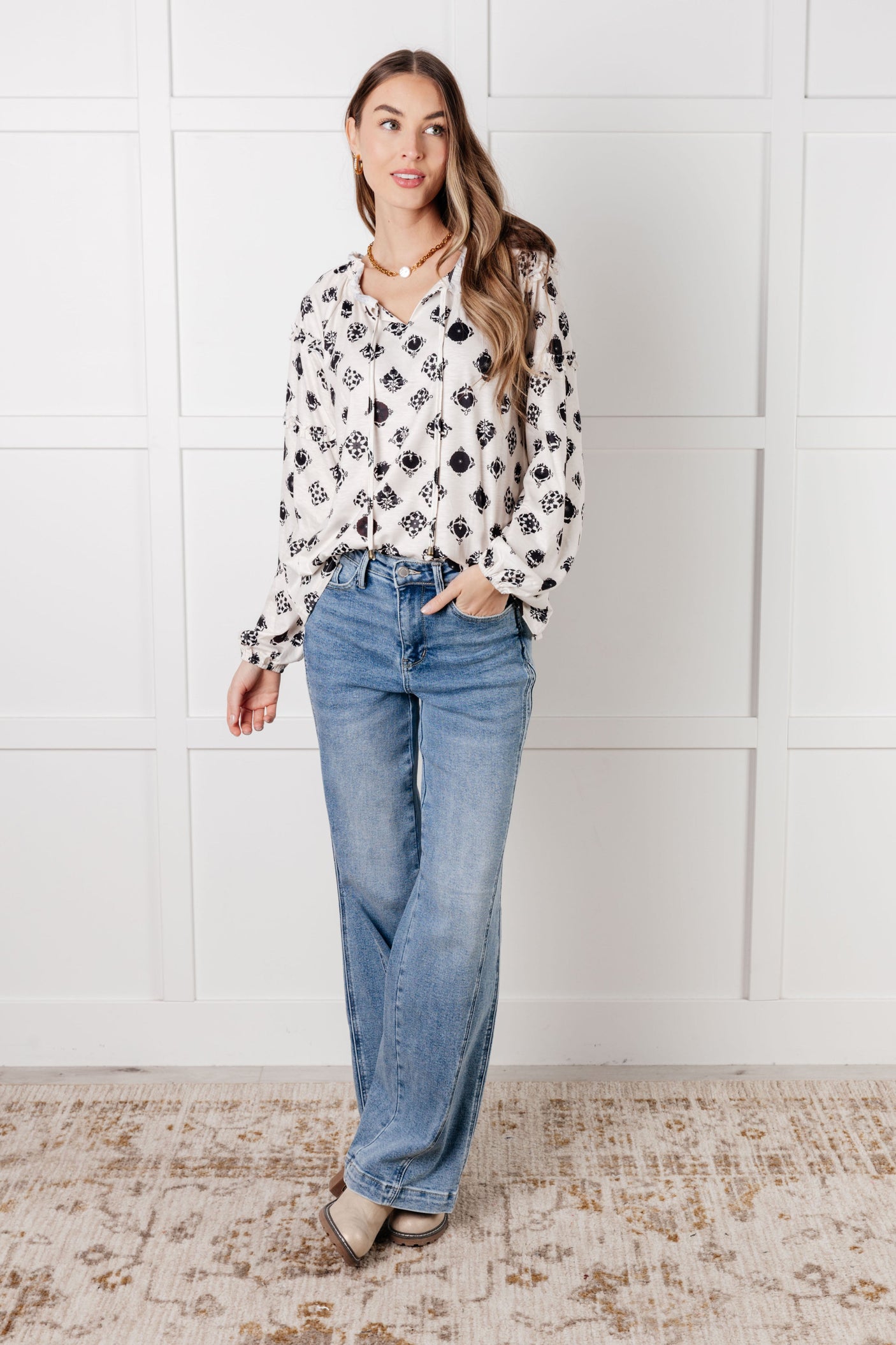 Blusa de mosaico floral de seguimiento rápido