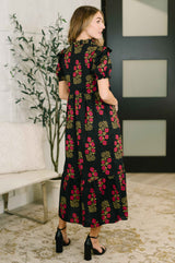 Quiet Life Notch Neck Tiered Dress in Black