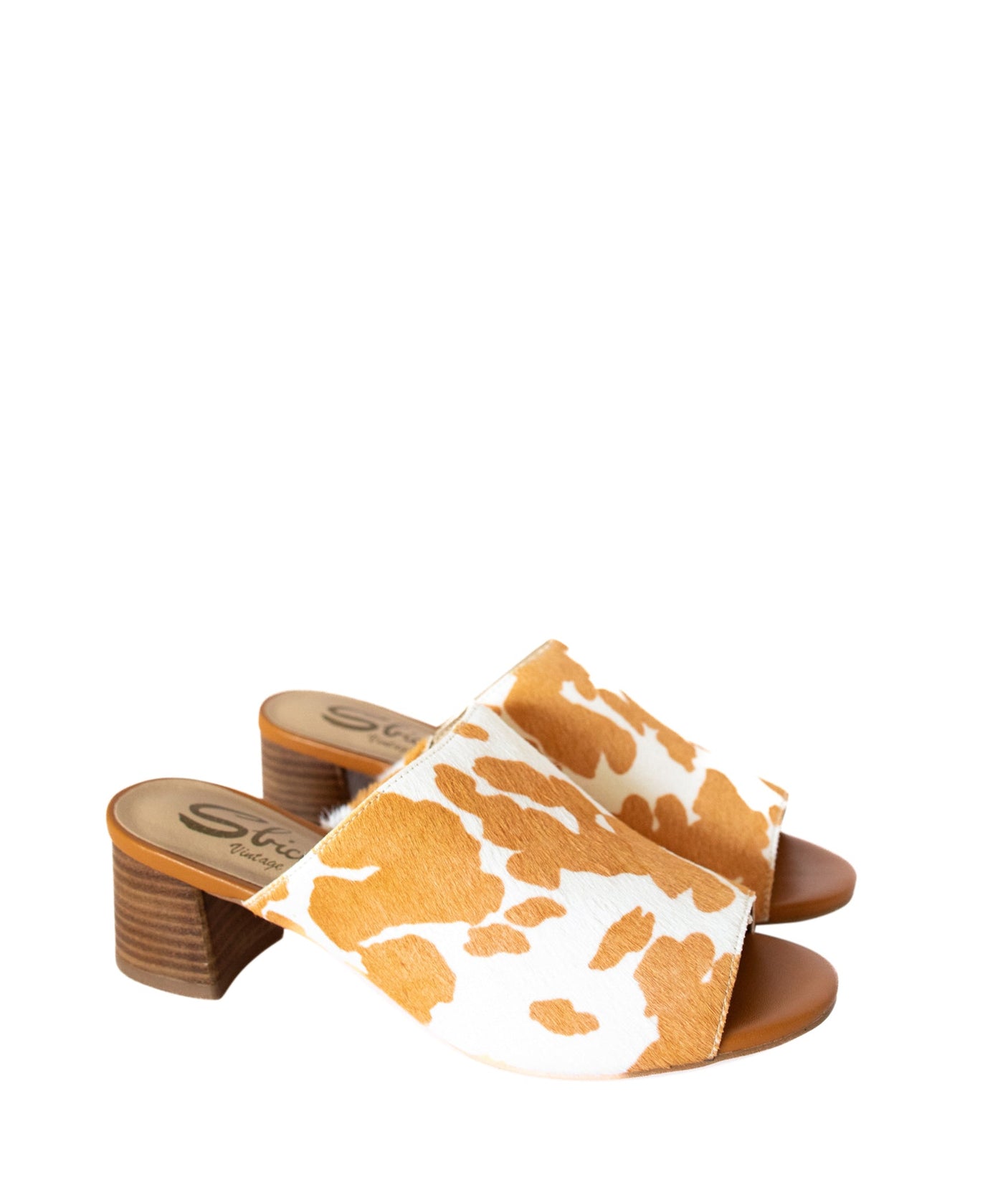 Sandalias Richwood Peeptoe de piel de vaca en color tostado y blanco