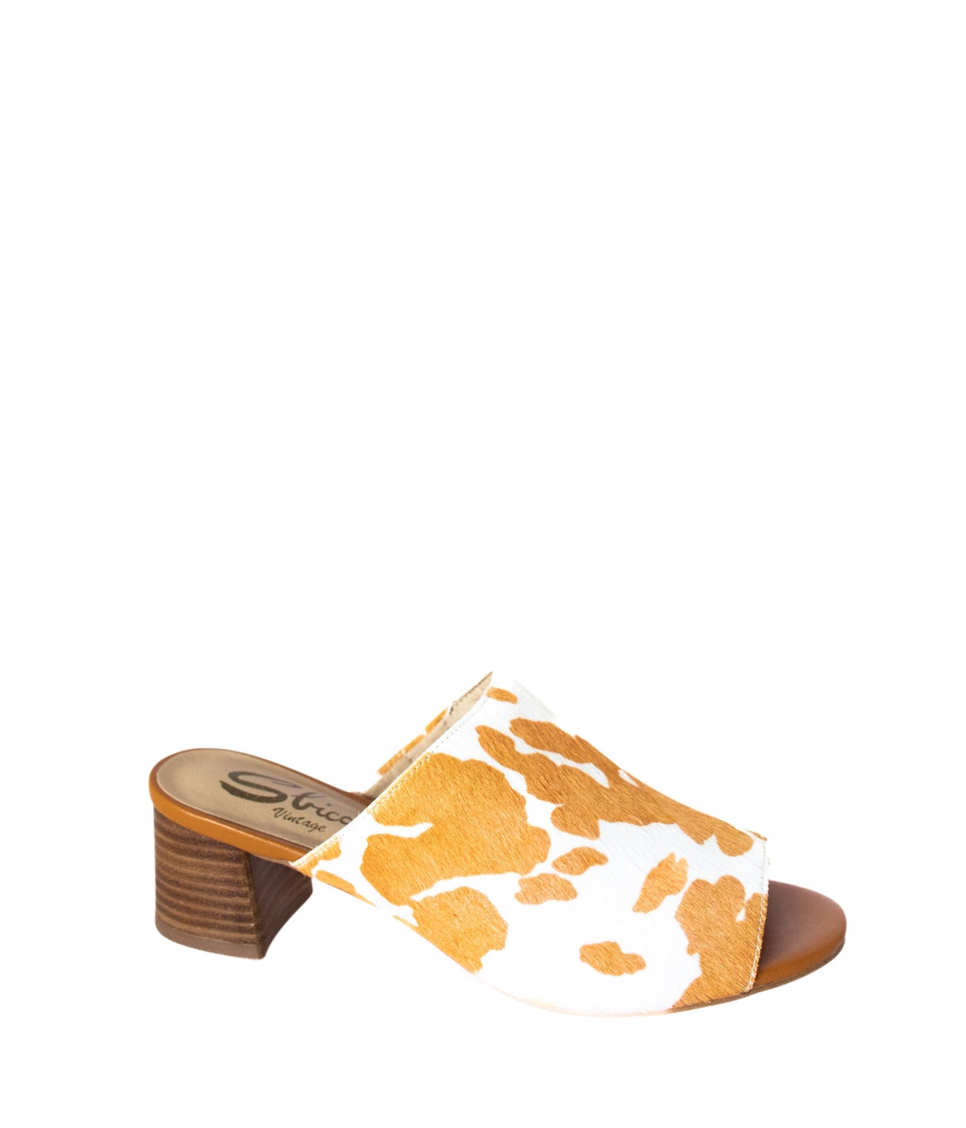 Sandalias Richwood Peeptoe de piel de vaca en color tostado y blanco