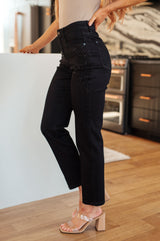 Reese Rhinestone Slim Fit Jeans in Black - Liarian Unlimited Boutique