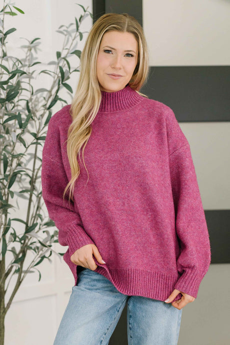 Right to the Core High Neck Pullover in Light Plum