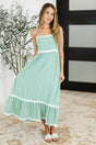 Ripple Effect Spaghetti Strap Dress in Sage - Liarian Unlimited Boutique