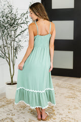 Ripple Effect Spaghetti Strap Dress in Sage - Liarian Unlimited Boutique