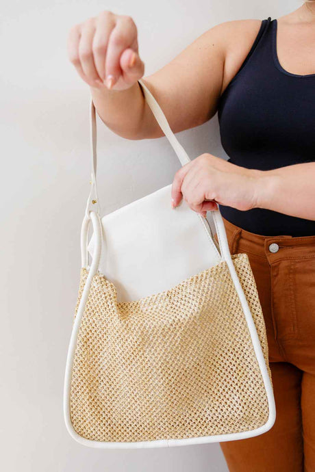 Road Less Traveled Handbag with Zipper Pouch in Cream - Liarian Unlimited Boutique