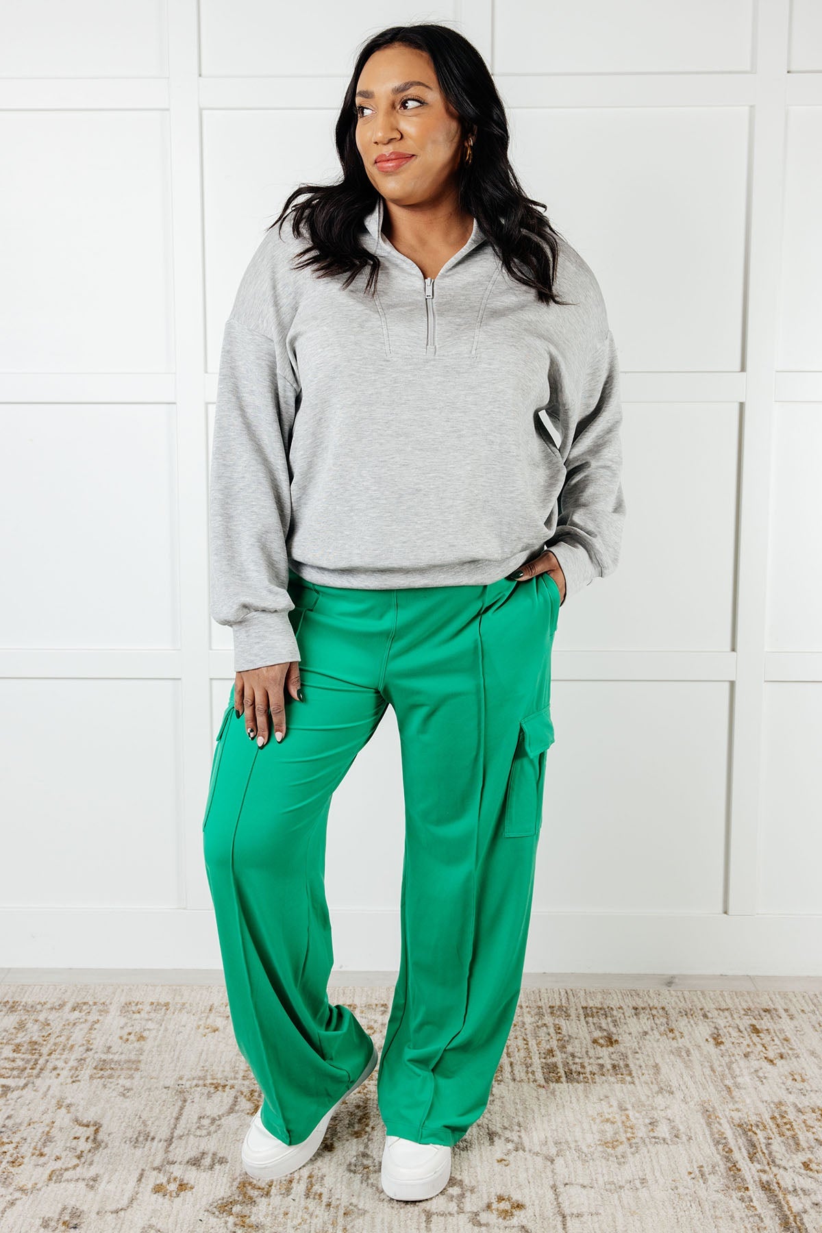 Chaqueta Rogue Runner con media cremallera en gris jaspeado