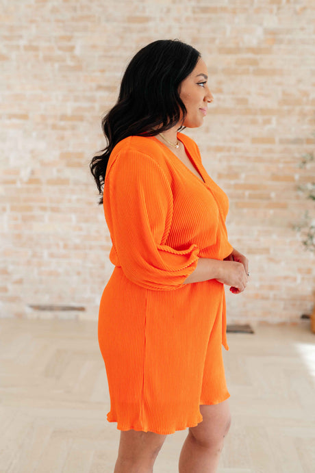 Roll With me Romper in Tangerine - Liarian Unlimited Boutique