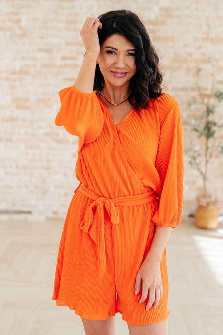Roll With me Romper in Tangerine - Liarian Unlimited Boutique