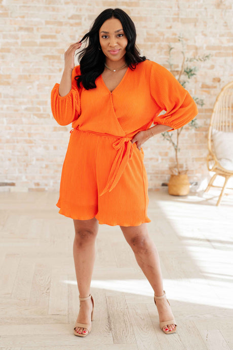 Roll With me Romper in Tangerine - Liarian Unlimited Boutique