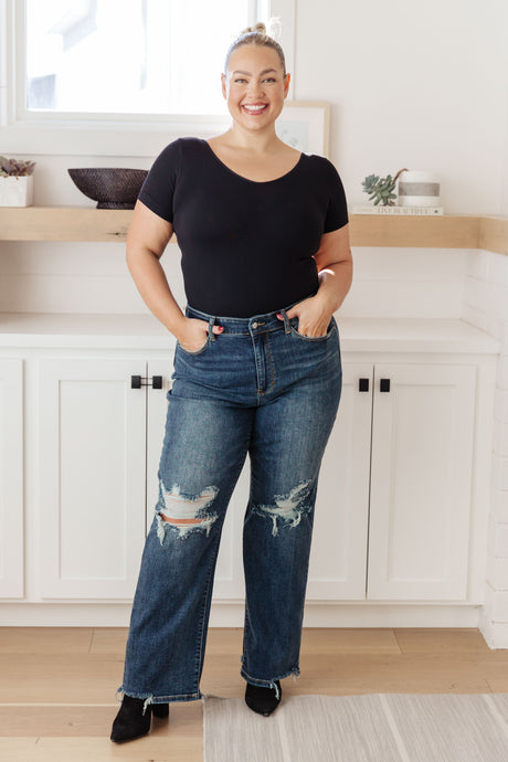 Rose High Rise 90's Straight Jeans in Dark Wash - Liarian Unlimited Boutique