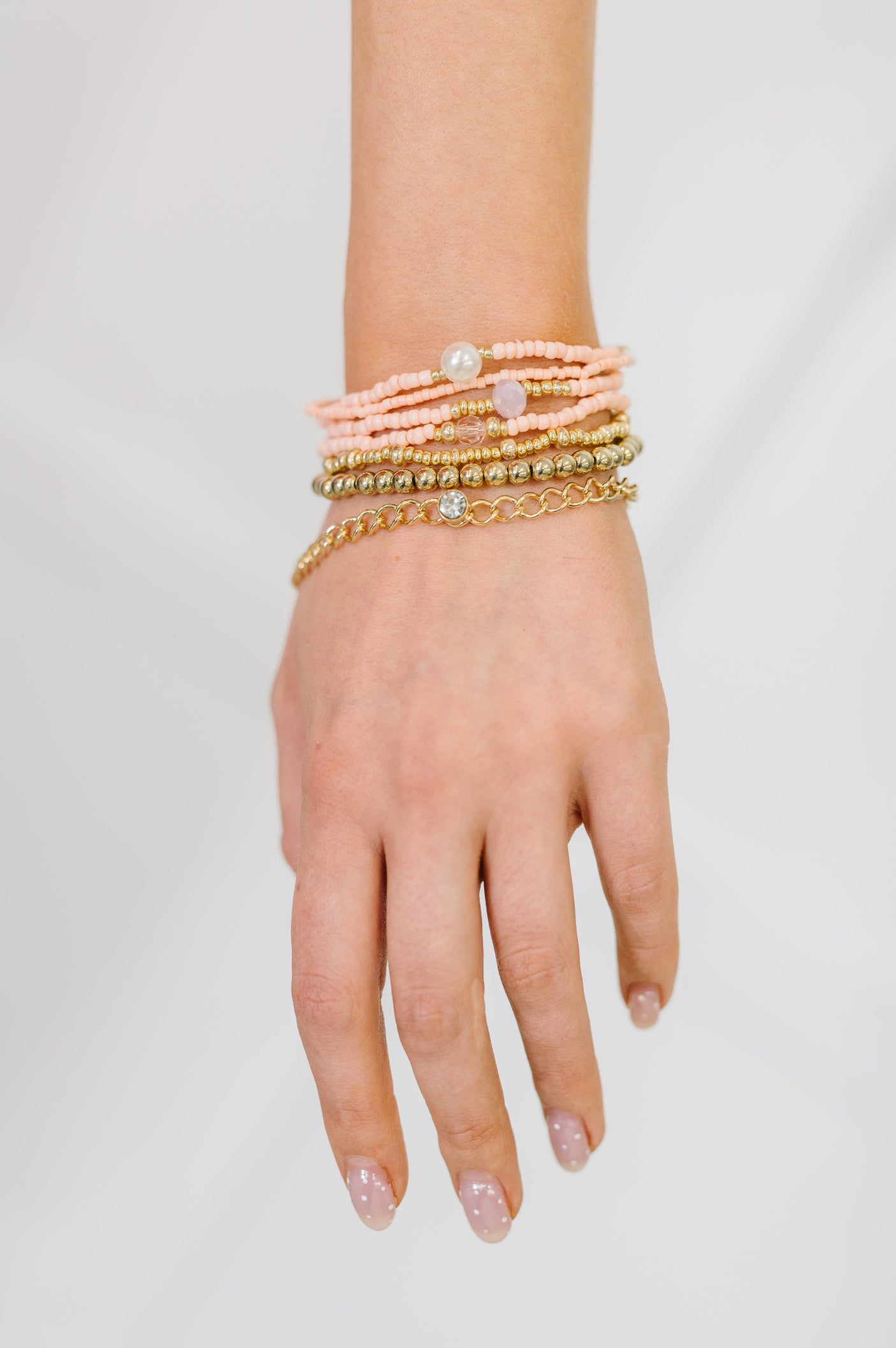 Rose & Radiance Bracelet Set in Pink and Gold
