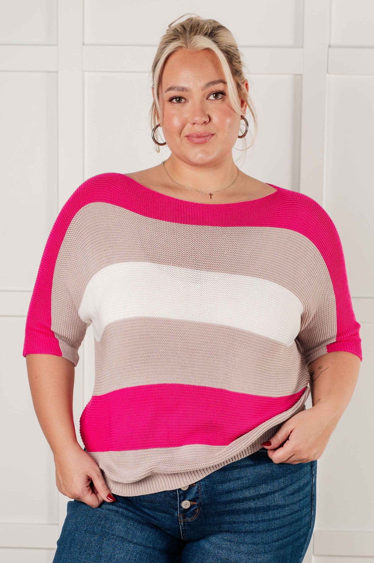Rows Of Rose Short Sleeve Knit Top - Liarian Unlimited Boutique