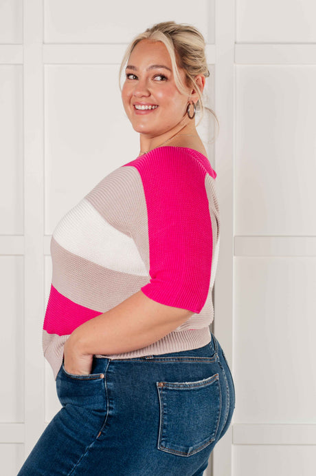 Rows Of Rose Short Sleeve Knit Top - Liarian Unlimited Boutique