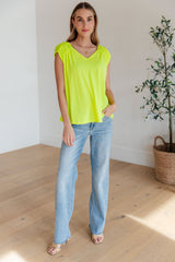 Ruched Cap Sleeve Top in Neon Green - Liarian Unlimited Boutique