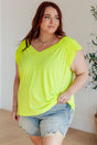Ruched Cap Sleeve Top in Neon Green - Liarian Unlimited Boutique