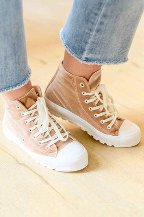 Run Me Down Velvet High Tops in Tan - Liarian Unlimited Boutique