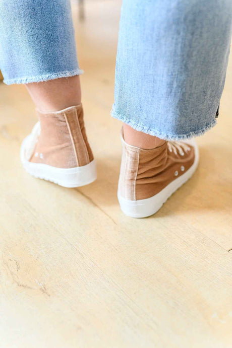 Run Me Down Velvet High Tops in Tan - Liarian Unlimited Boutique