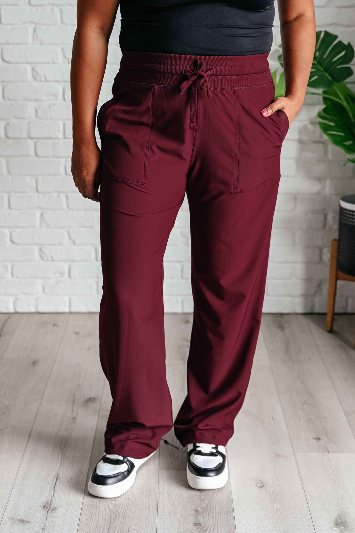 Runner's High Drawstring Joggers in Red Merlot - Liarian Unlimited Boutique