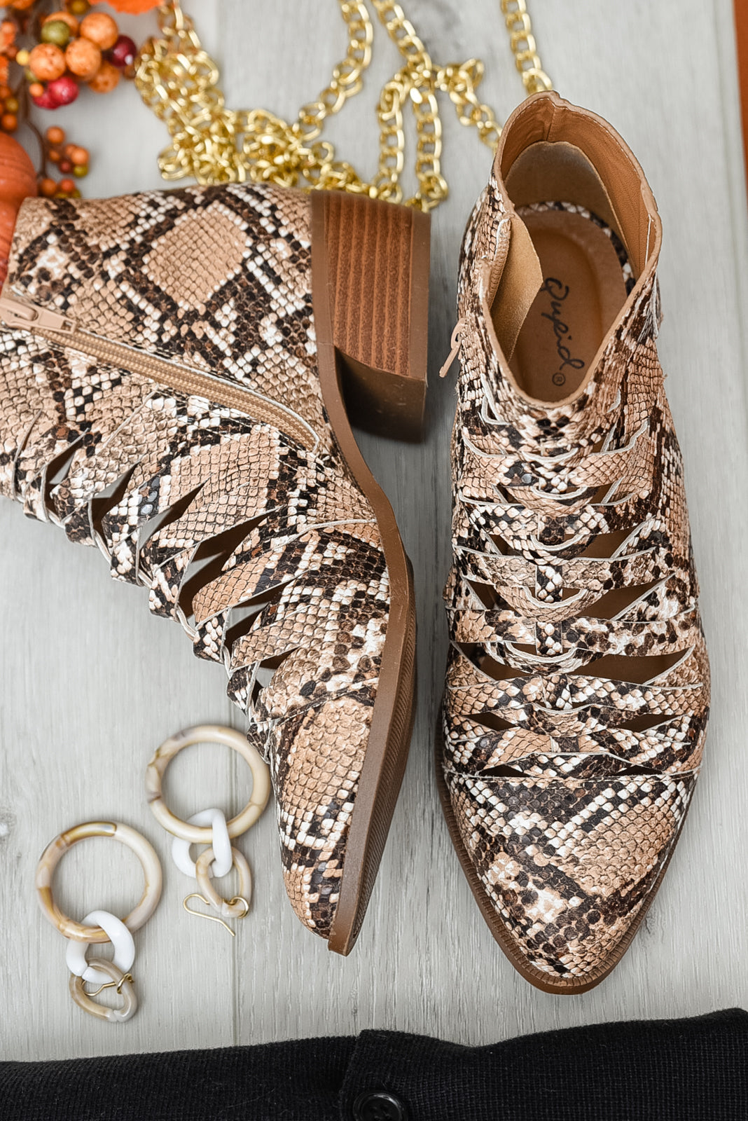 Botines Sadie de piel de serpiente