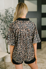 Sassy Season Split Neck Leopard Print Blouse