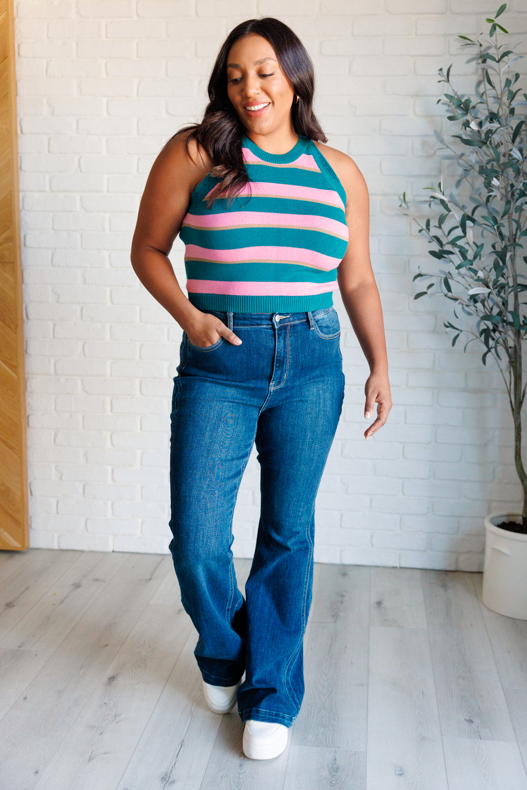 Camiseta de tirantes de punto a rayas Scholarly Pursuits