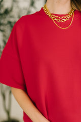 Sense of Clarity Boxy Top in Ruby