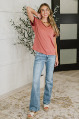 Sew Into You V-Neck Top in Light Rust