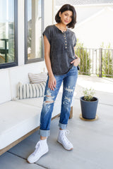 She's Alright Mineral Wash Sleeveless Henley - Liarian Unlimited Boutique