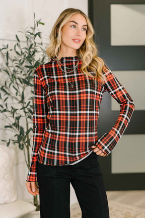 She's Always Changing Plaid Lettuce Hem Top