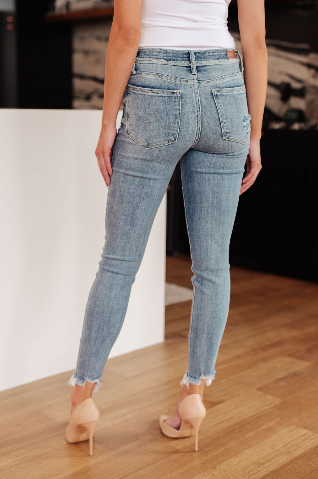 Sherry Mid Rise Release Waistband Detail Skinny - Liarian Unlimited Boutique