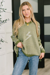 Shock Value V-Neck Sweater in Olive