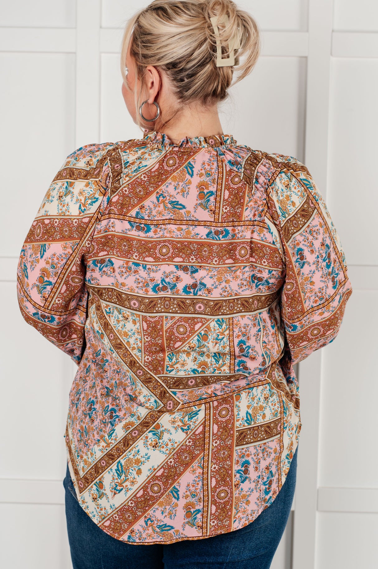 Blusa campesina estampada mixta Show and Tell
