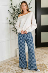 Side Hustle Off Shoulder Long Sleeve Top in Bone